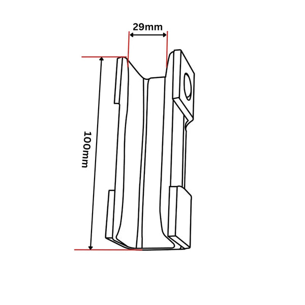 HSMS-styrskena i aluminium, rak, 100 mm
