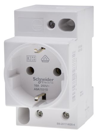 Schneider Acti9 iPC DIN-Rail Schuko Socket 16A 2P+E, A9A15310