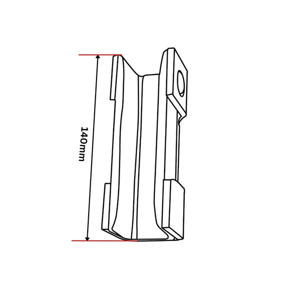 Aluminiumskena Shoehus, karvinklat DE43142, 140 mm