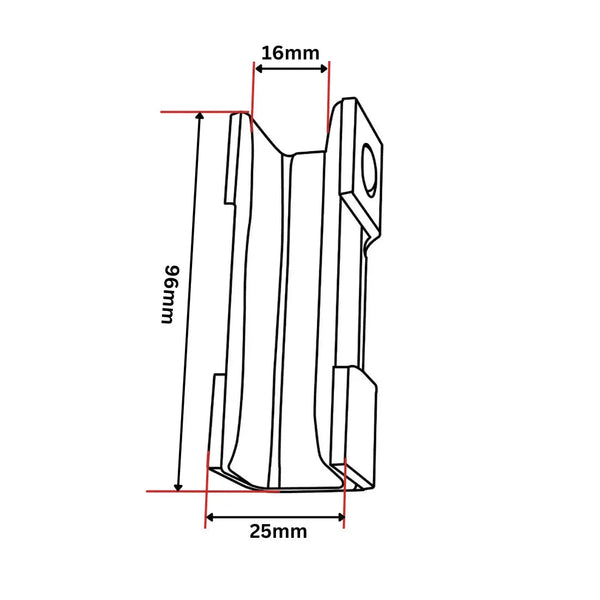 EKS16 PEC f HSMS styrskofoder + dämpare 96x25x28 16 mm