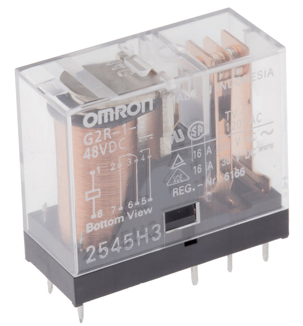 Omron Relä 48 V DC, SPDT, 16 A, PCB-montering, G2R-1-E DC48