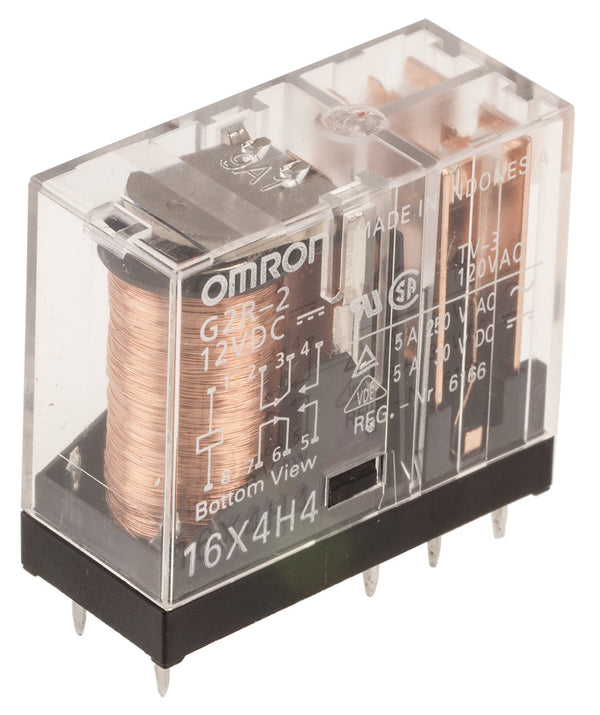Omron-Relä 12 V DC, DPDT, PCB-montering, G2R-2 DC12