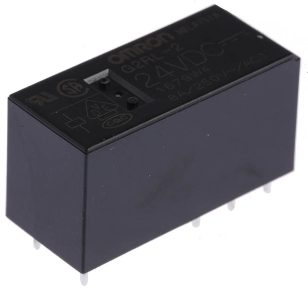 Omron-Relä 24 V DC, DPDT, 8 A, PCB-montering, G2RL-2 DC24