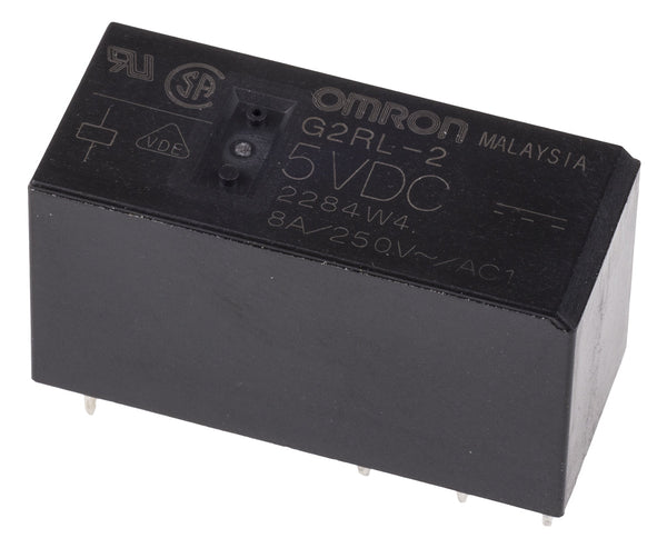 Omron-Relä 5 V DC, DPDT, 8 A, PCB-montering, G2RL-2 DC5