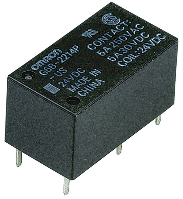 Omron-Relä 24 V DC, DPST, 5 A, PCB-montering, G6B-2214P-US DC24