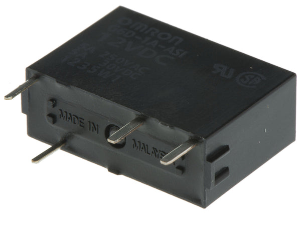 Omron Relä, SPST, 12 V DC, 5 A, PCB-montering, G6D-1A-ASI DC12