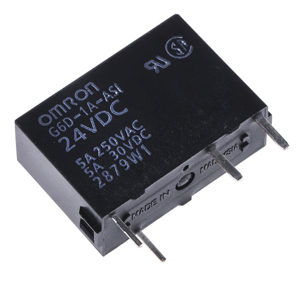 Omron-Relä, SPST, 24 V DC, spole 5 A, PCB-montering, G6D-1A-ASI DC24