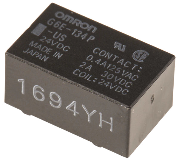 Omron-Relä 24 V DC, SPDT, 3 A, PCB-montering, guldpläterat, G6E-134P-US DC24
