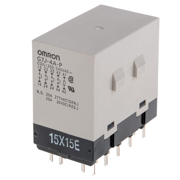 Omron-relä 4-poligt, NO, 240 V växelström, 25 A, PCB-montering, G7J-4A-P AC200/240