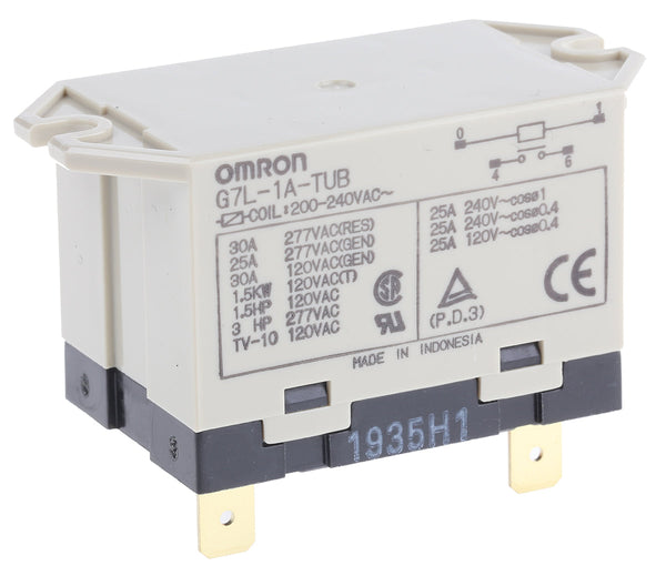 Omron-relä, SPST, 240 V växelström, 30 A, panelmontering, G7L-1A-TUB, 200/240 V växelström