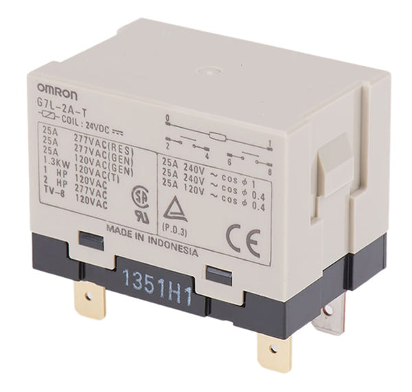 Omron-Relä, 24 V DC, Spole, 25 A, DPST, Panelmontering, G7L-2A-T DC24