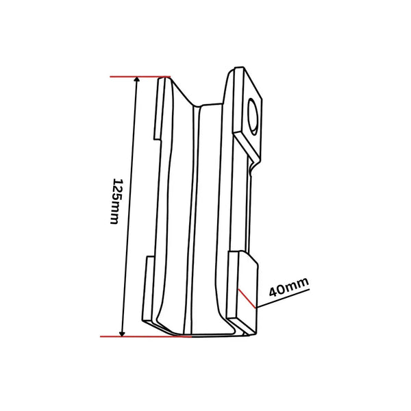 Automatisk smörjare för T-spår, låg, 45x125x125 mm, KM51724335, 5 mm
