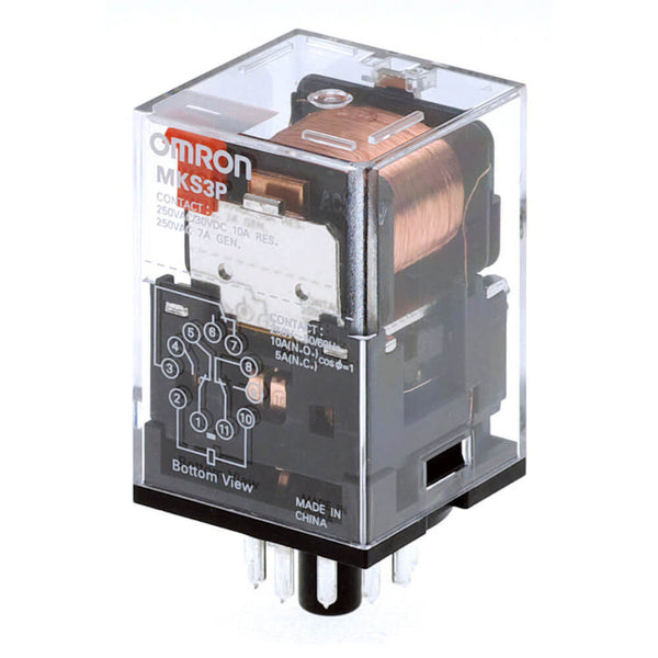 Omron-Relä 24 V DC, 3PDT, 10 A, plug-in, MKS3P DC24
