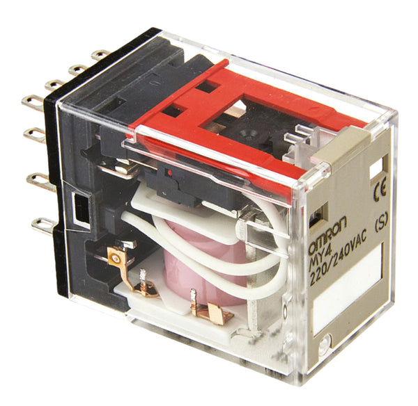 Omron-relä, 4-poligt dubbelbrytande, 240 V växelström, plug-in, 5 A, MY4N-GS-R, 220/240 V växelström